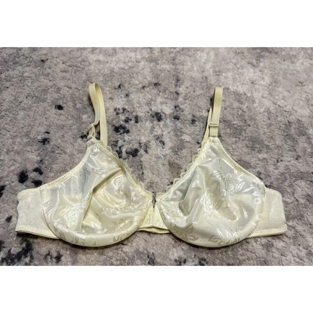 Bestform Floral Pattern No-Wire Vintage Bra Sz 38B Adjustable Light  Yellow-ish